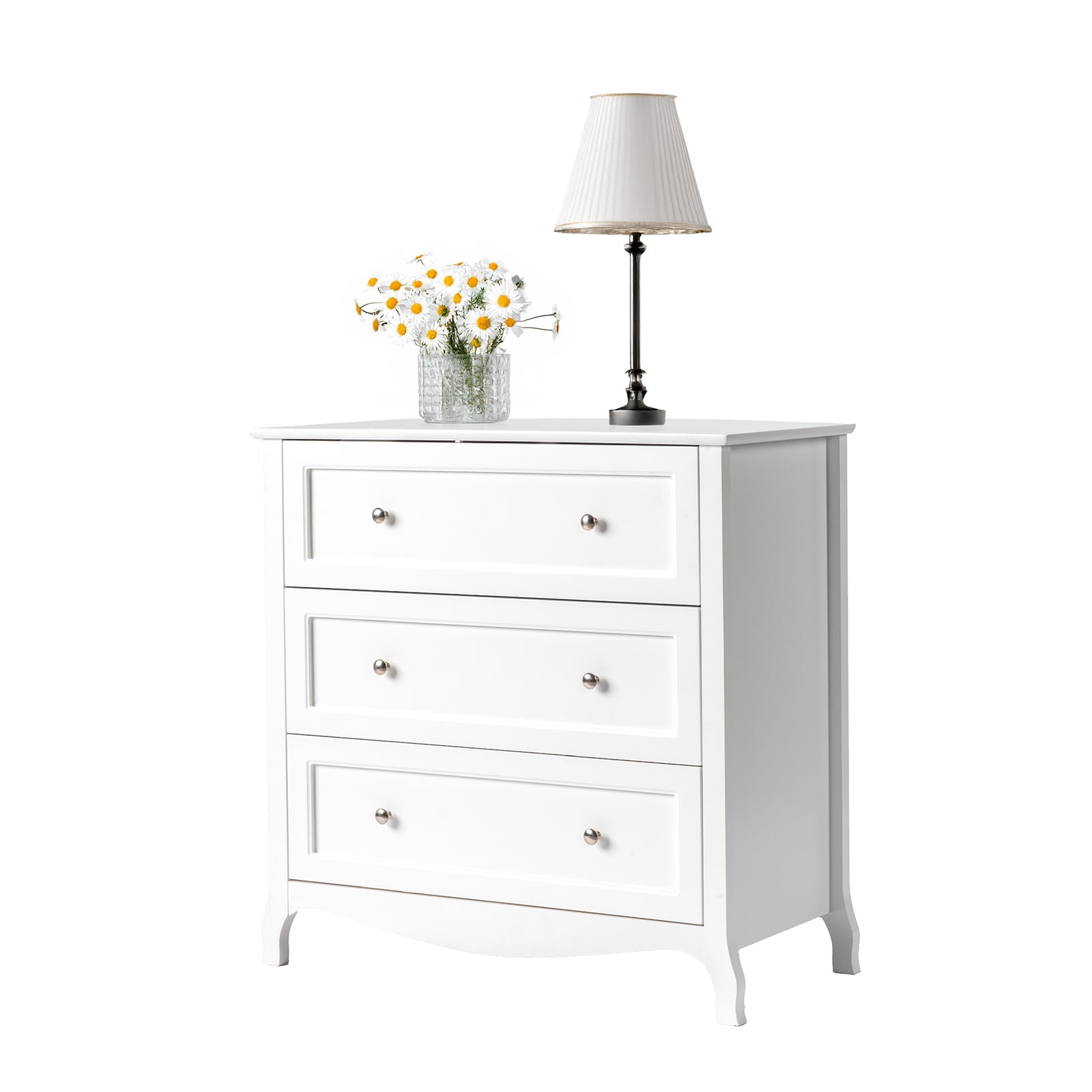 Ktaxon 3 Drawers Dresser Chests for Bedroom, Wood Chset of Drawers,Dressers Organizer for Bedroom, Living Room,Hallway, White