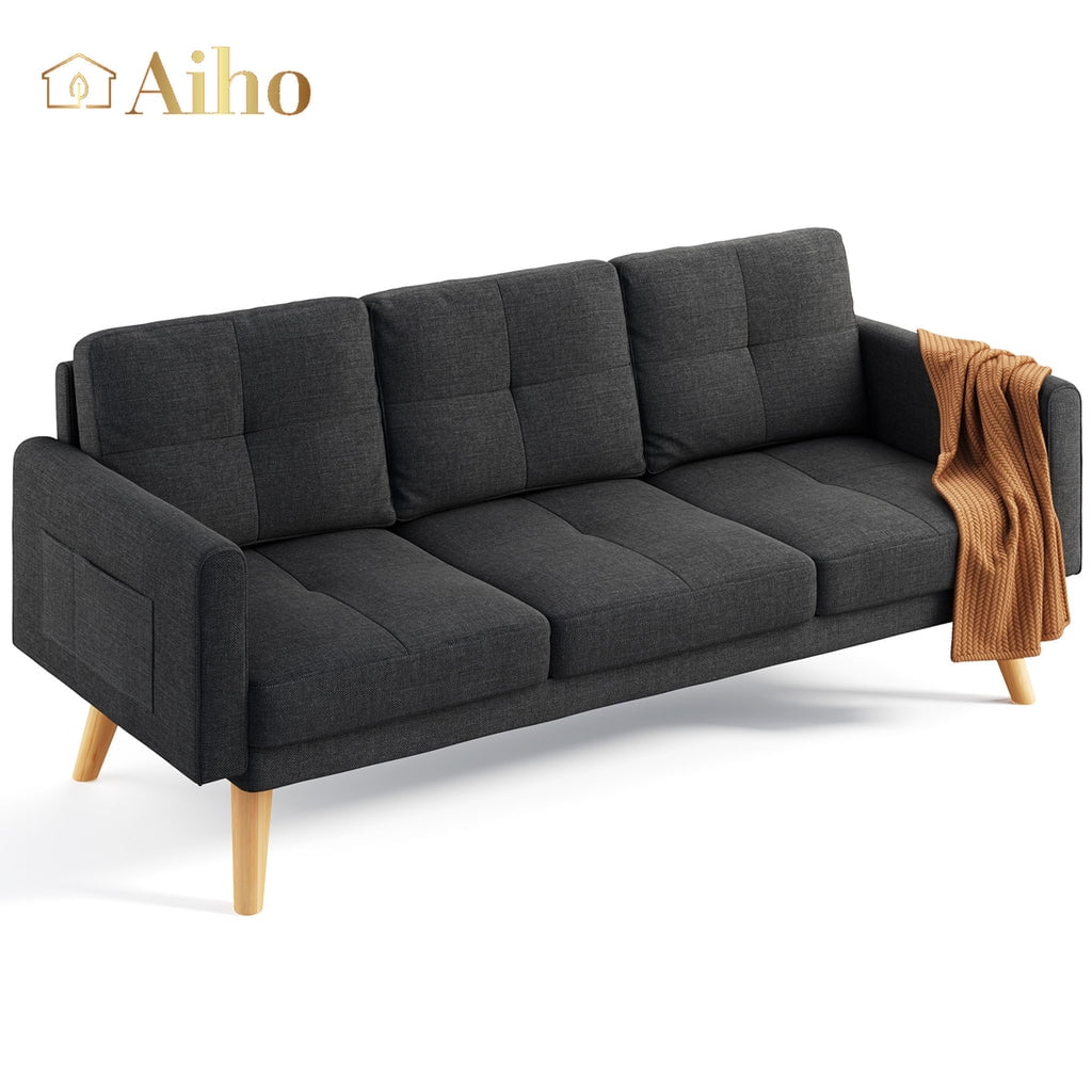 Aiho 67&quote; L Modern Loveseat Sofa, Sofa with 3 Comfortable Pillows for Apartment, Dorm Room, Office, Bedroom - Deep Gray