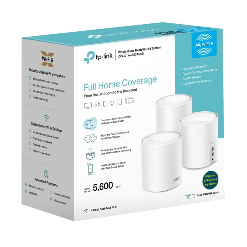 TP-Link Wi-Fi 6 Mesh Router Replacement System | 3- AX1500 Mesh Routers | Coverage up to 5,600 Sq. ft. | Parental Controls | Connect up to 120 devices| TP-Link Deco W4500