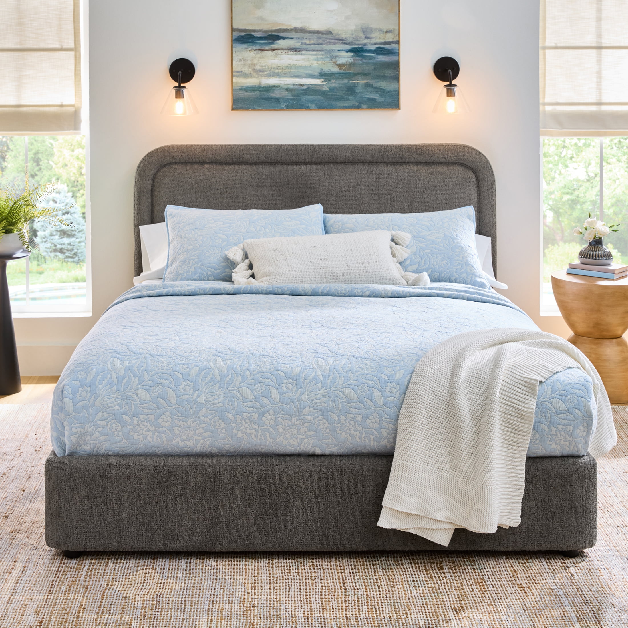 Better Homes & Gardens Juliet Queen Boucle Platform Bed, Ivory