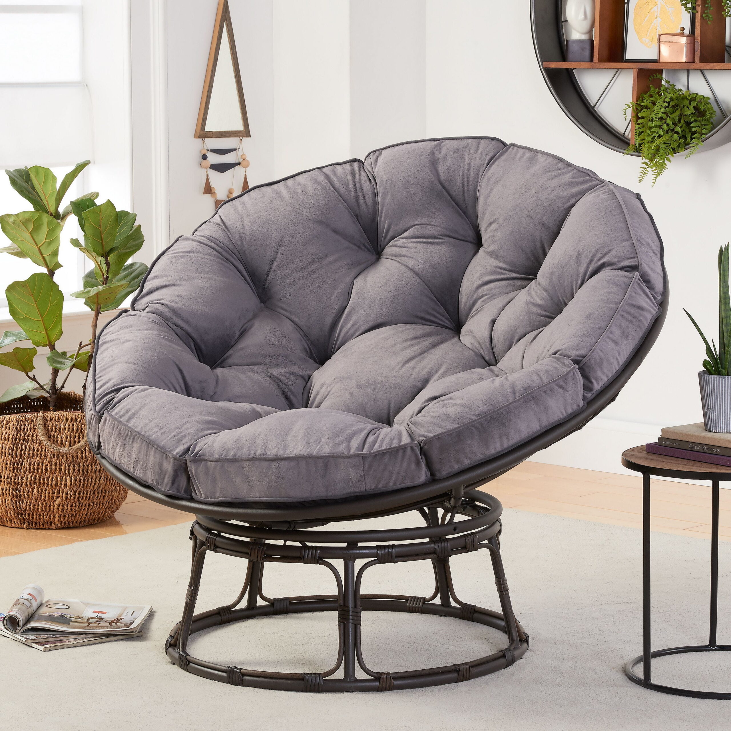 Better Homes & Gardens Papasan Chair, Gray Linen
