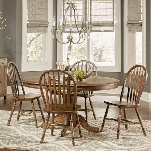 Carolina Crossing Medium Brown 5 Piece Pedestal Table Set