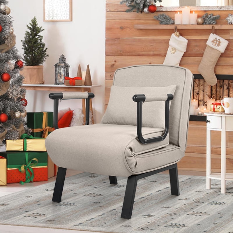 Fijinhom Convertible Sleeper Leisure Recliner, Adjustable Lounge Chair, Arm Chair, and Sofa Bed,Light Gray