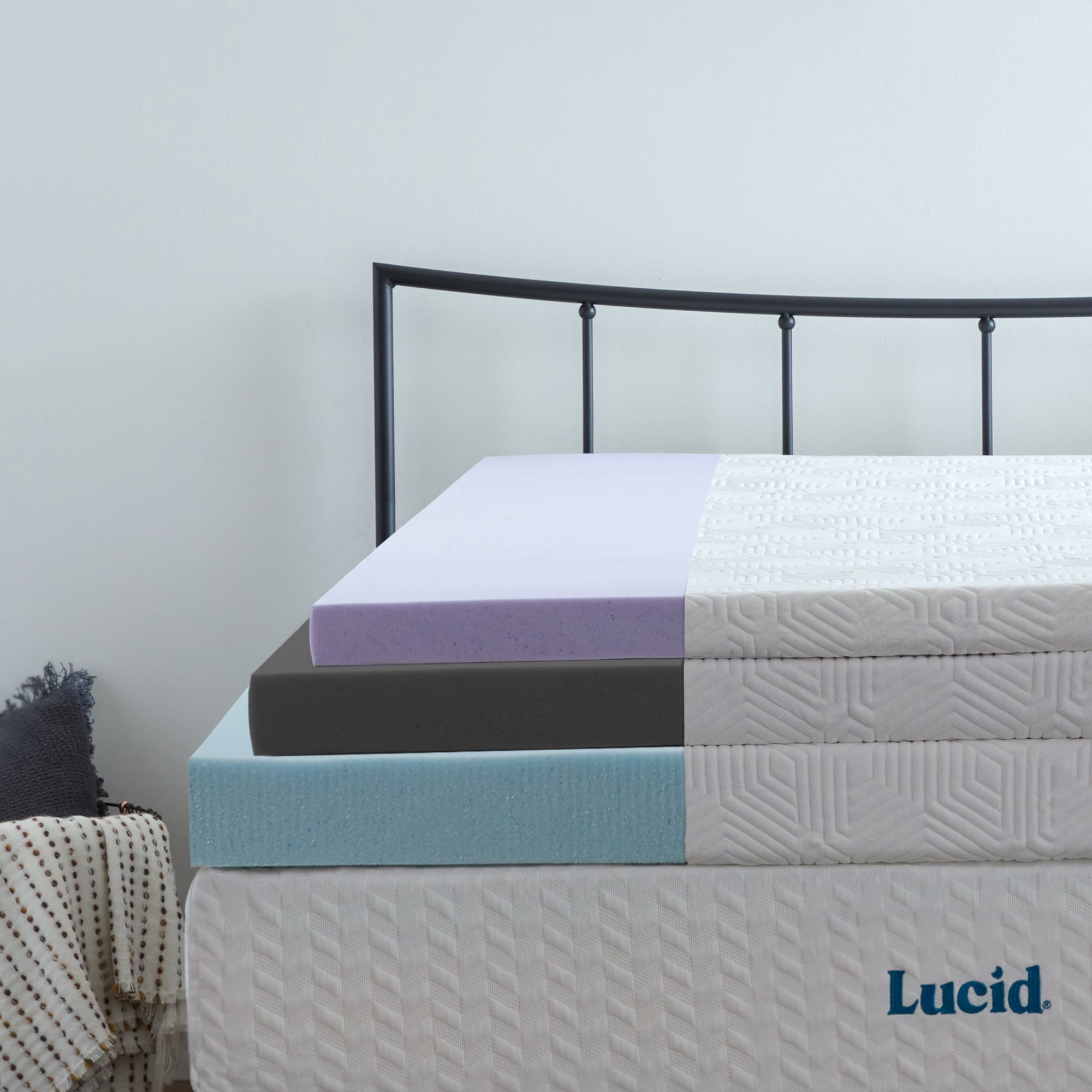 Lucid 4&quote; Cooling Gel Plush Memory Foam Mattress Topper with Cover, Twin XL