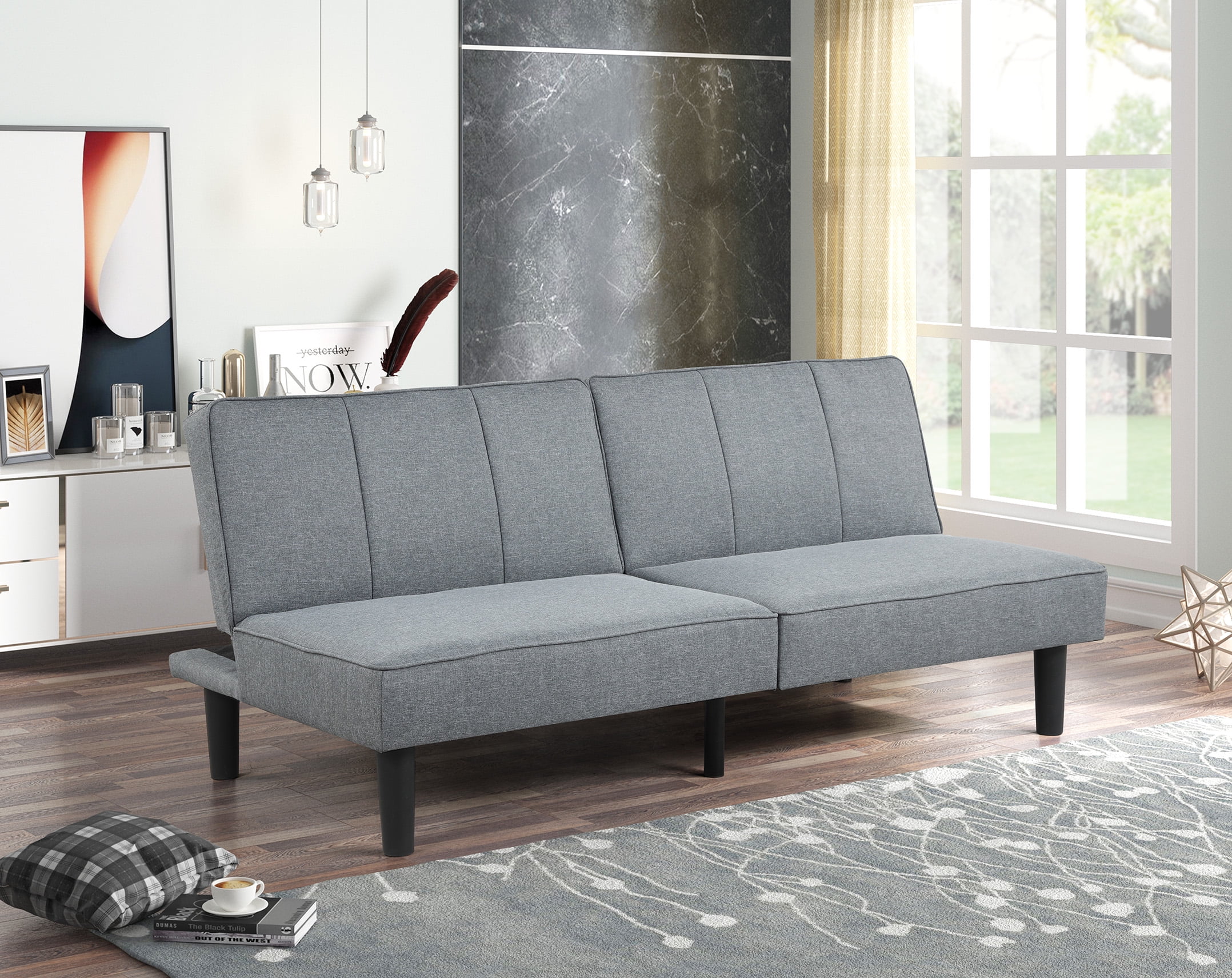 Mainstays 66&quote; Studio Futon, Gray Linen Upholstery