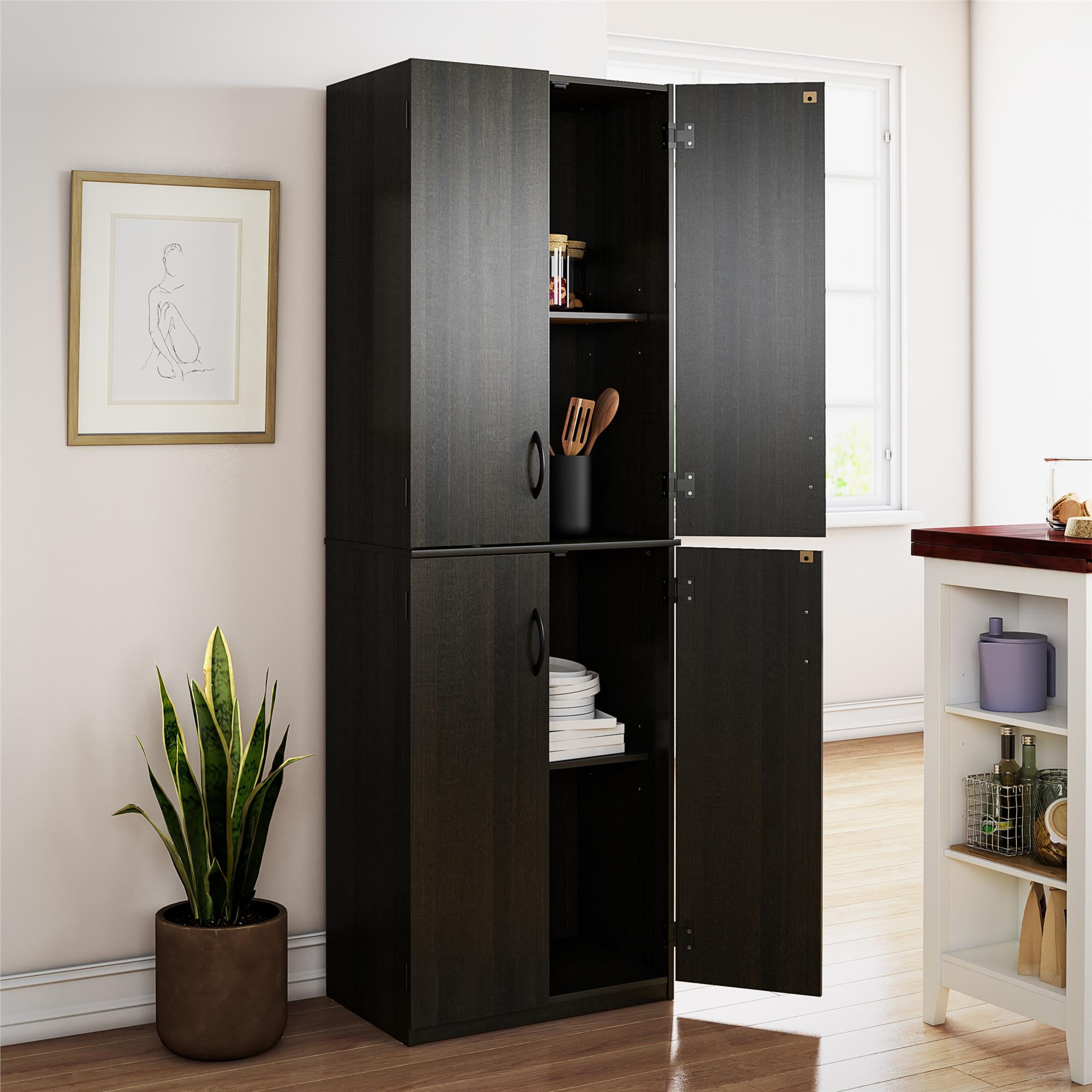 Mainstays 72&quote; 4-Door Storage Cabinet, Espresso