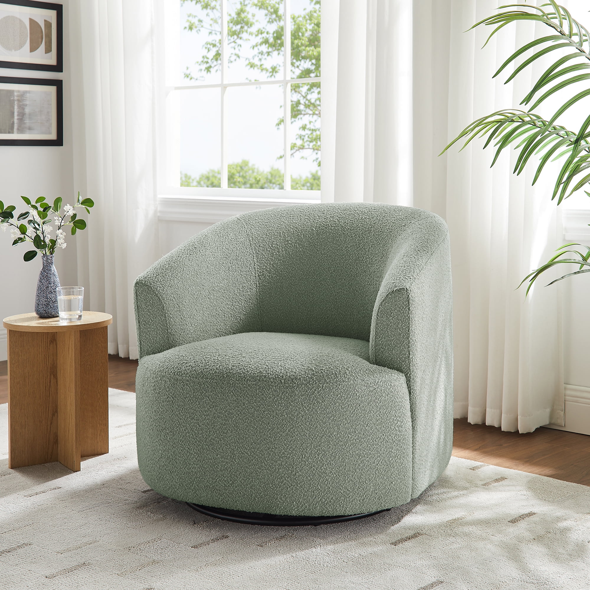 Mainstays Boucle Swivel Chair, Cream