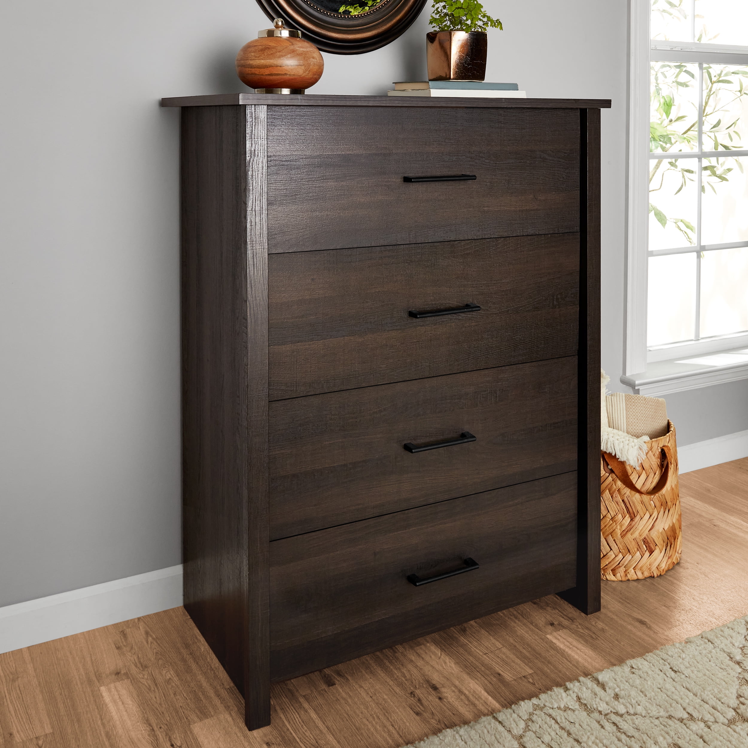 Mainstays Hillside 4-Drawer Dresser, Espresso Finish