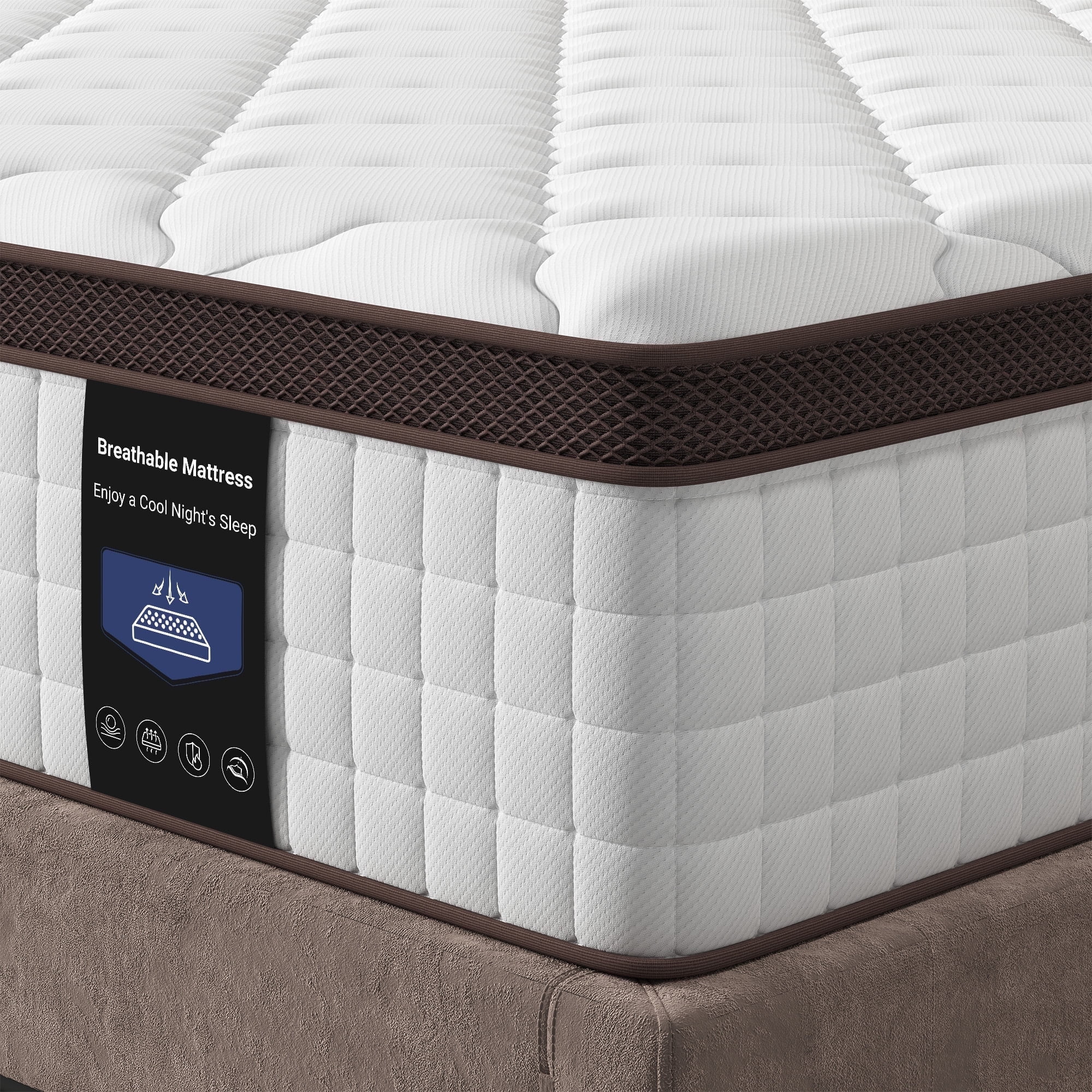 Twin Size Mattress, Waykar Kescas 10 inch Hybrid Cooling Memory Foam and 5-Zone Pocket Innersprings Mattress for Motion Isolation/ Edge Support/Back Pain Relief, Medium Firm, 75“ x 40”