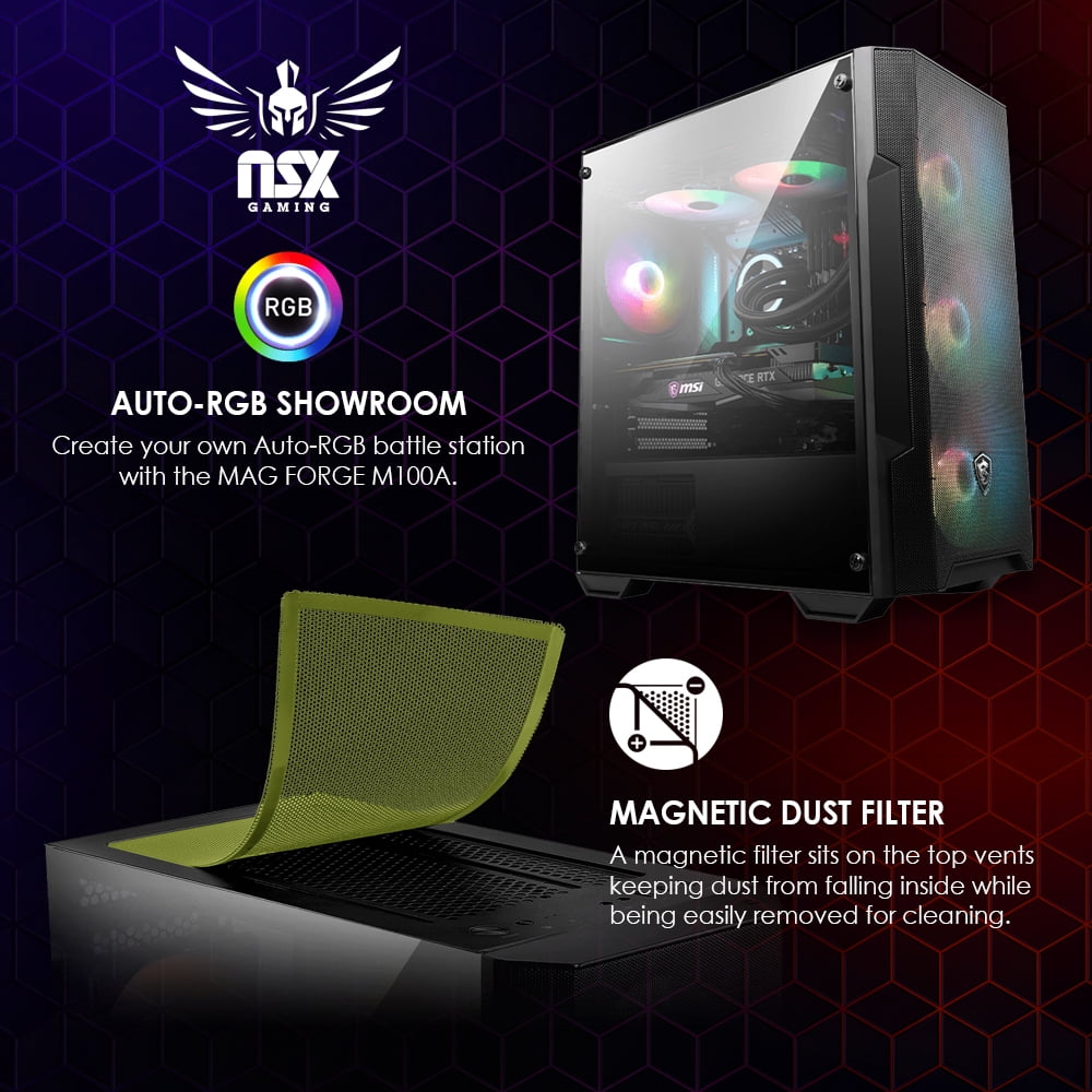 NSX GAMING PC - AMD Ryzen 5 5600G, 16 gb DDR4 3600, 512 gb M2 Nvme SSD, RGB Fans, W11