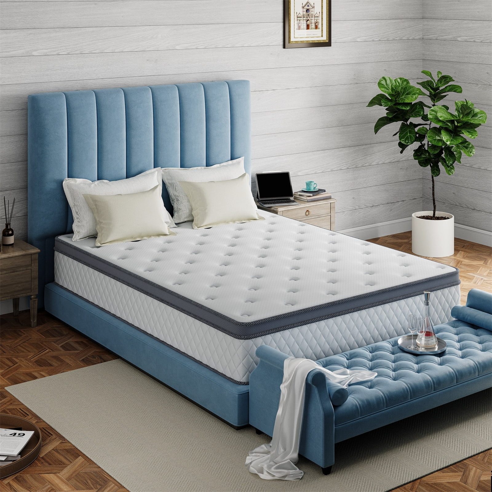 IFLUOUS 12 in. Firm Hybrid Memory Foam Mattress with CertiPUR-US and Oeko-TEX , Featuring Reinforced Springs. King